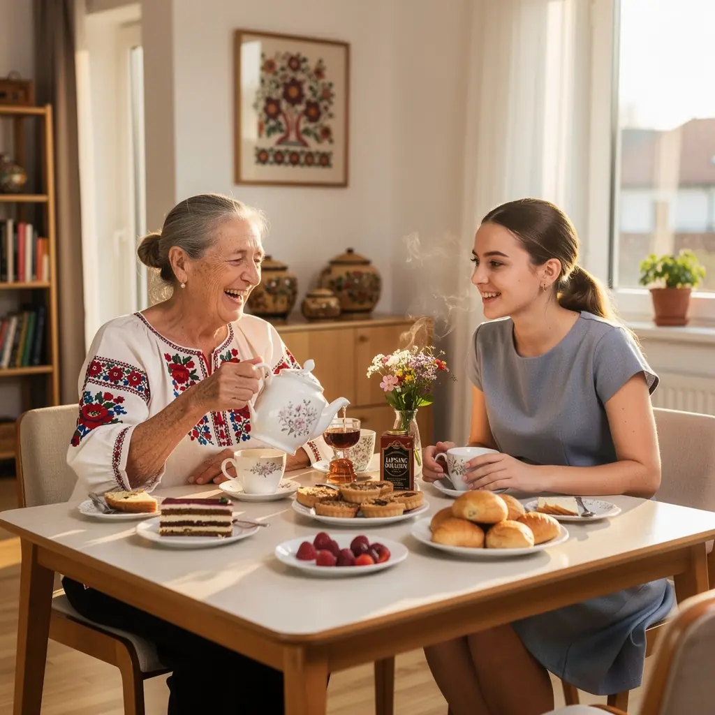 Kínai teázási szertartás, ahol a Lapsang Souchong tea középpontban áll.